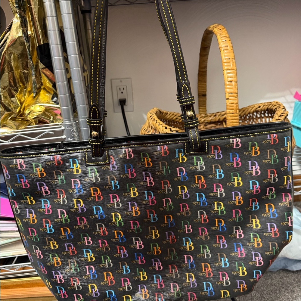 Dooney & Bourke Black Multicolor DB Signature Tote